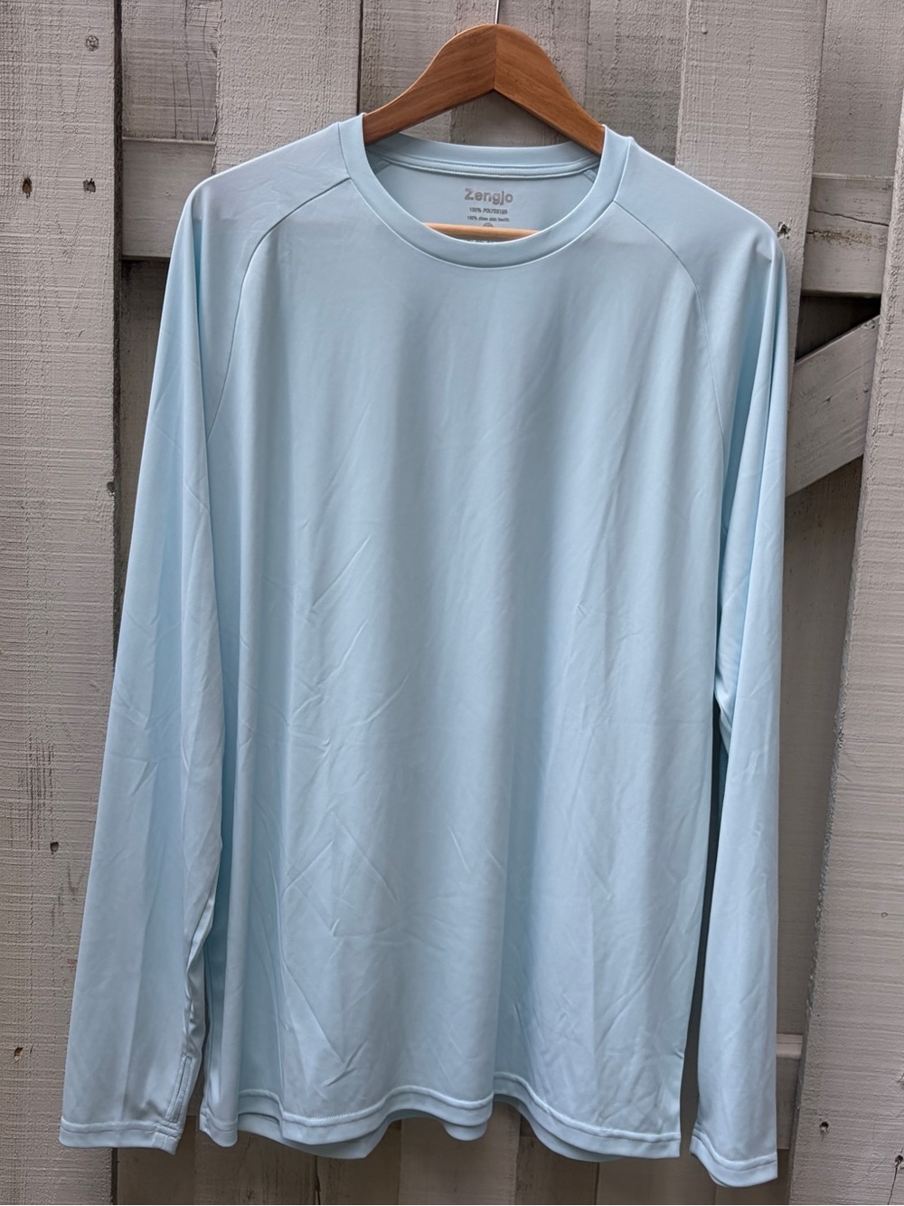 Zengjo Men’s Light Blue Long Sleeve Performance Athletic Shirt XL EUC